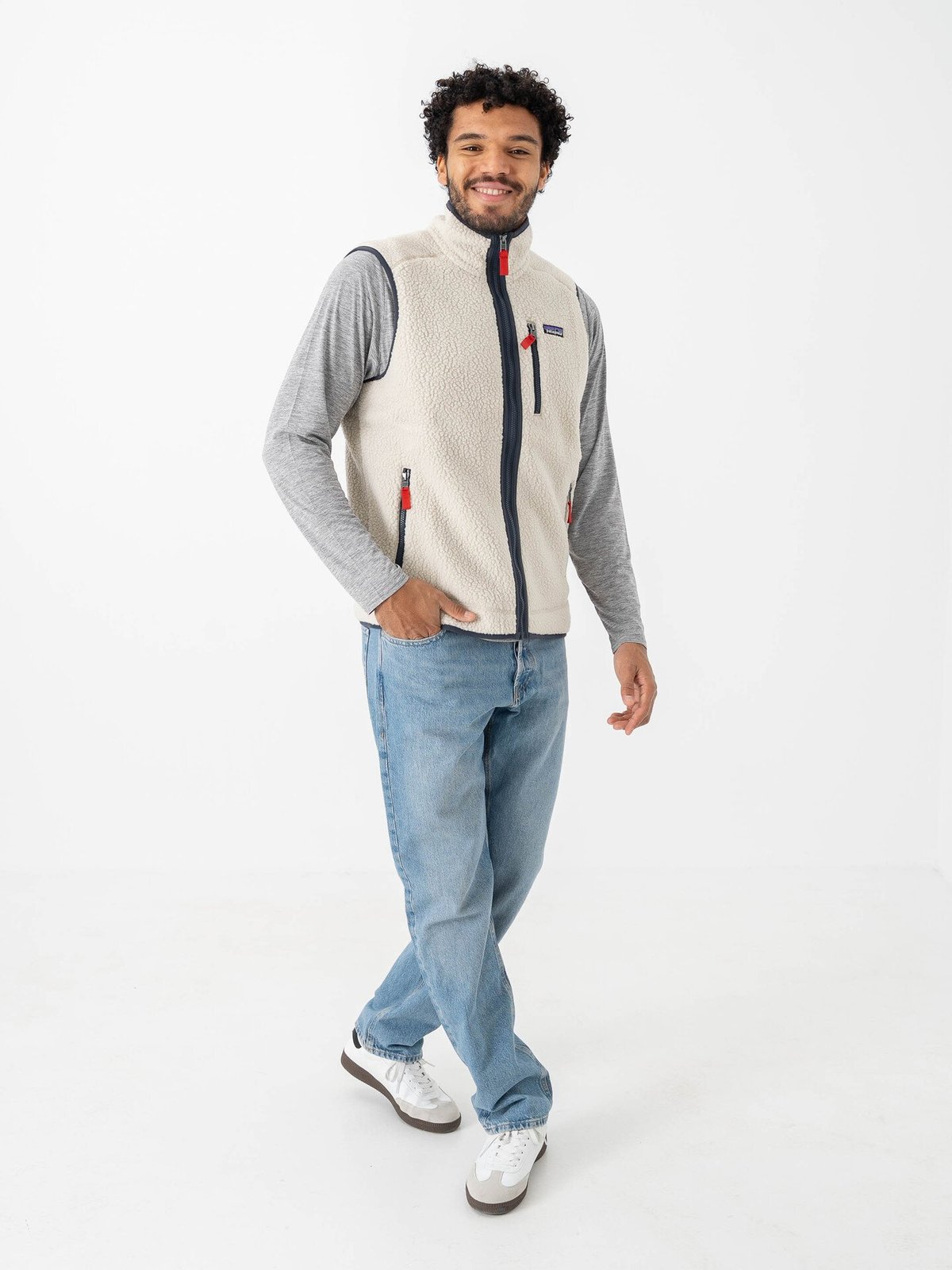 Patagonia Retro Pile Vest Pelican w/Smolder Blue