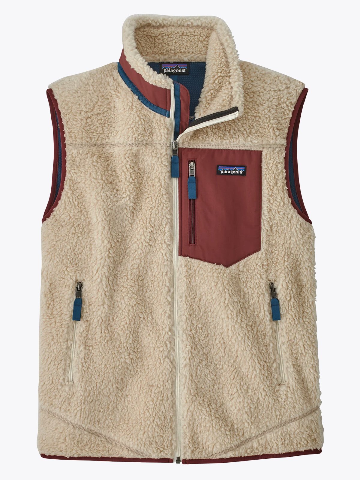 Patagonia Mens Classic Retro-X Vest Dark Natural w/Sequoia Red