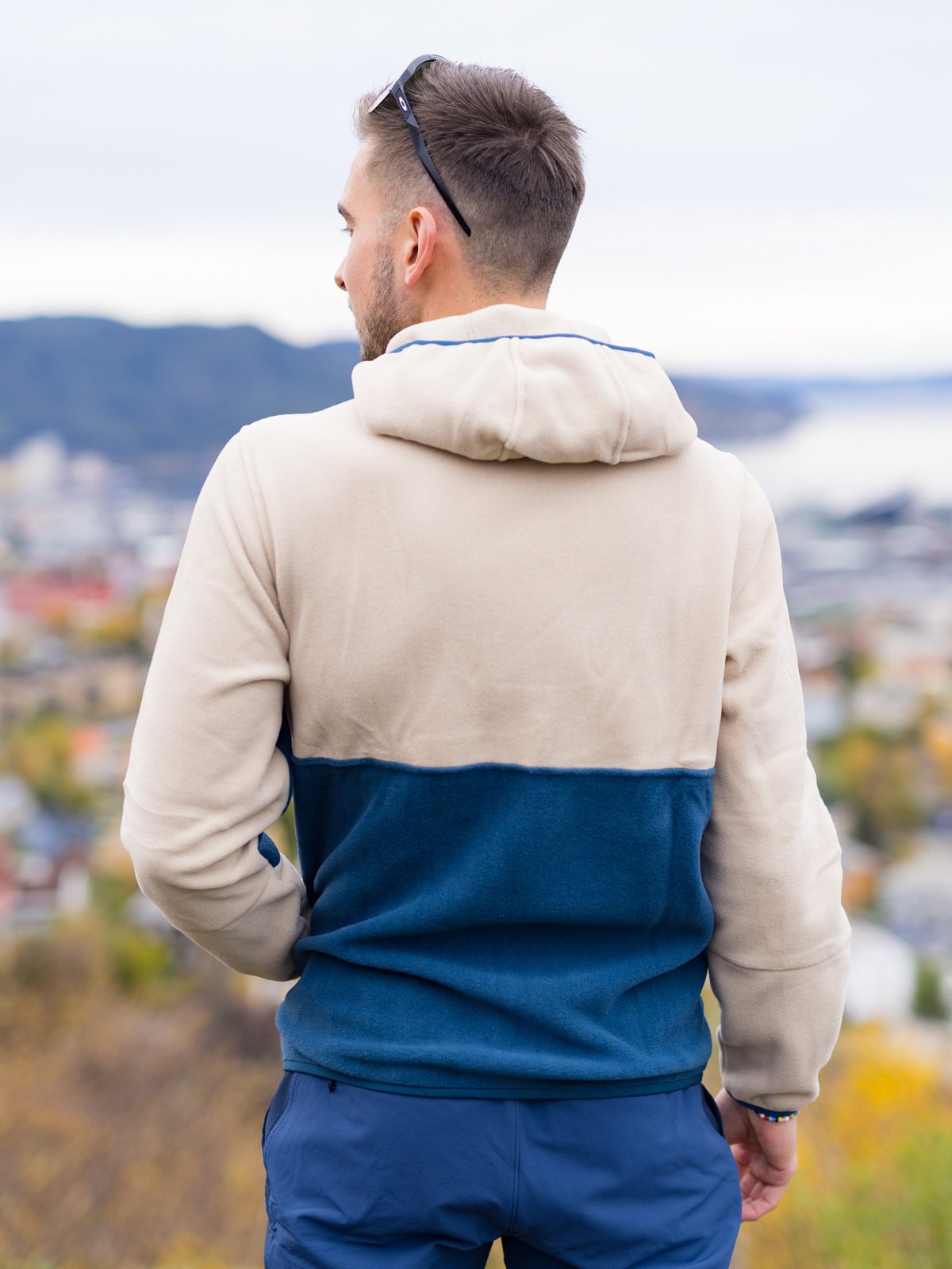 Patagonia M's Microdini Hoody Tidepool Blue w/Oar Tan