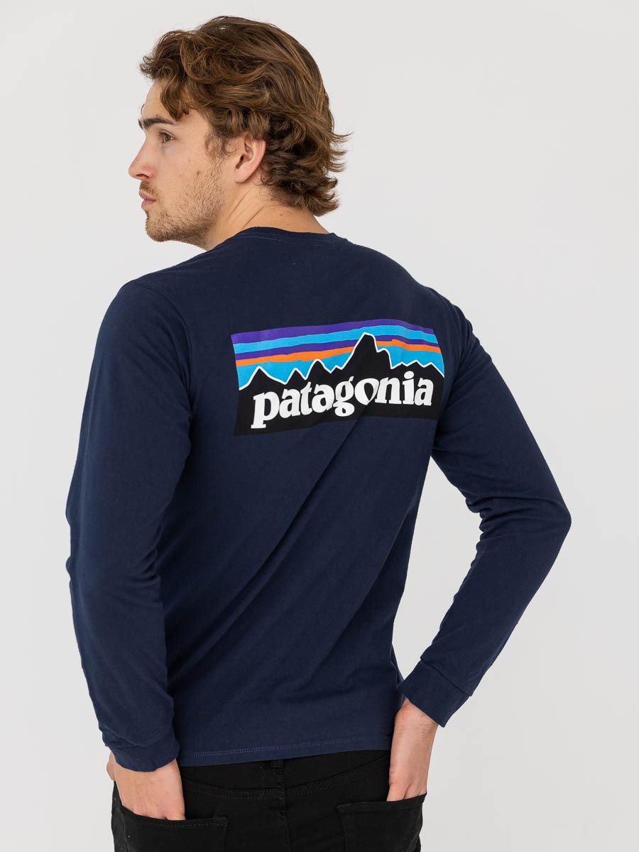 Patagonia Long Sleeve P-6 Logo Responsibili-T Classic Navy