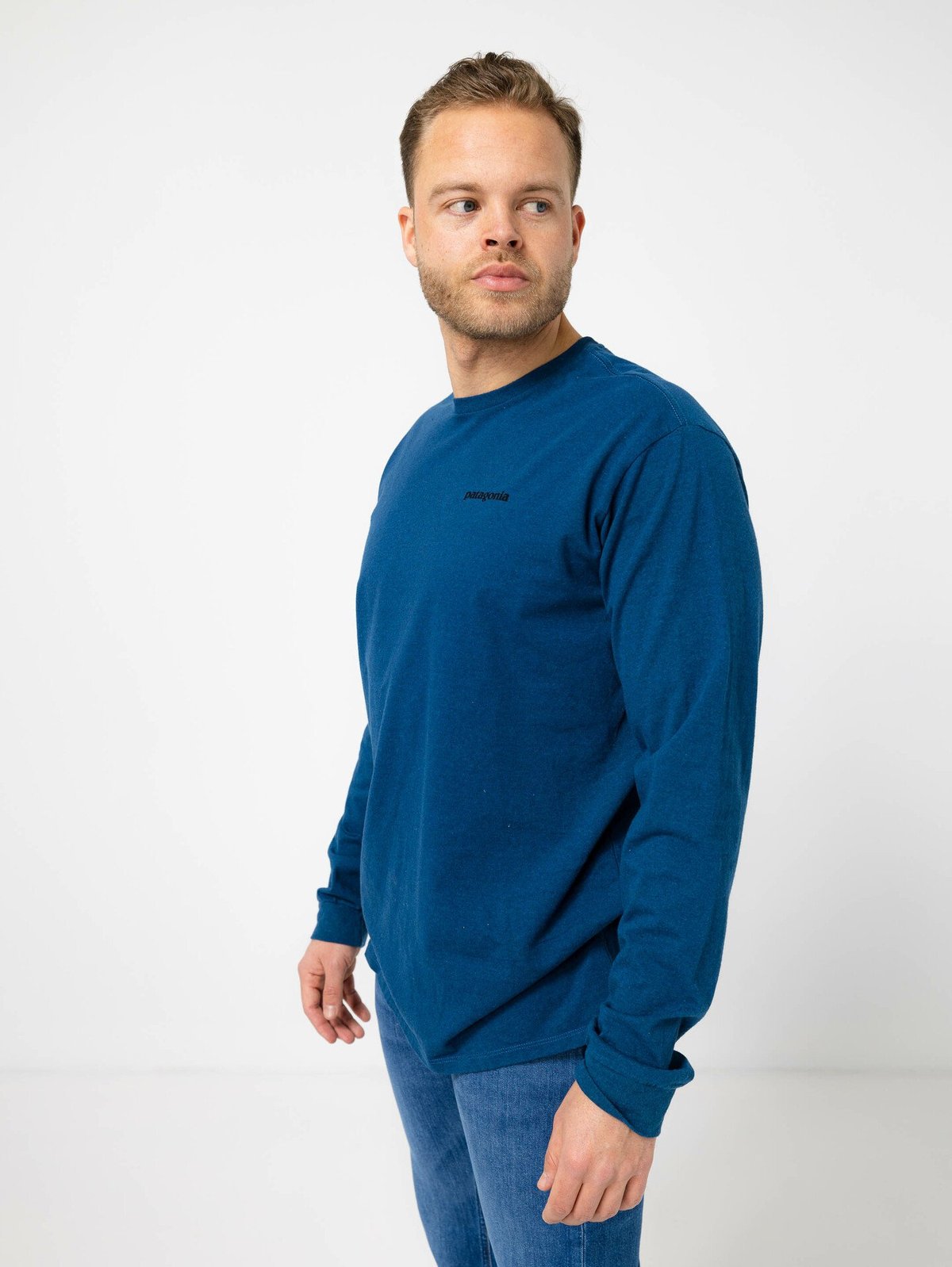 Patagonia Long Sleeve P-6 Logo Responsibili-T Wavy Blue