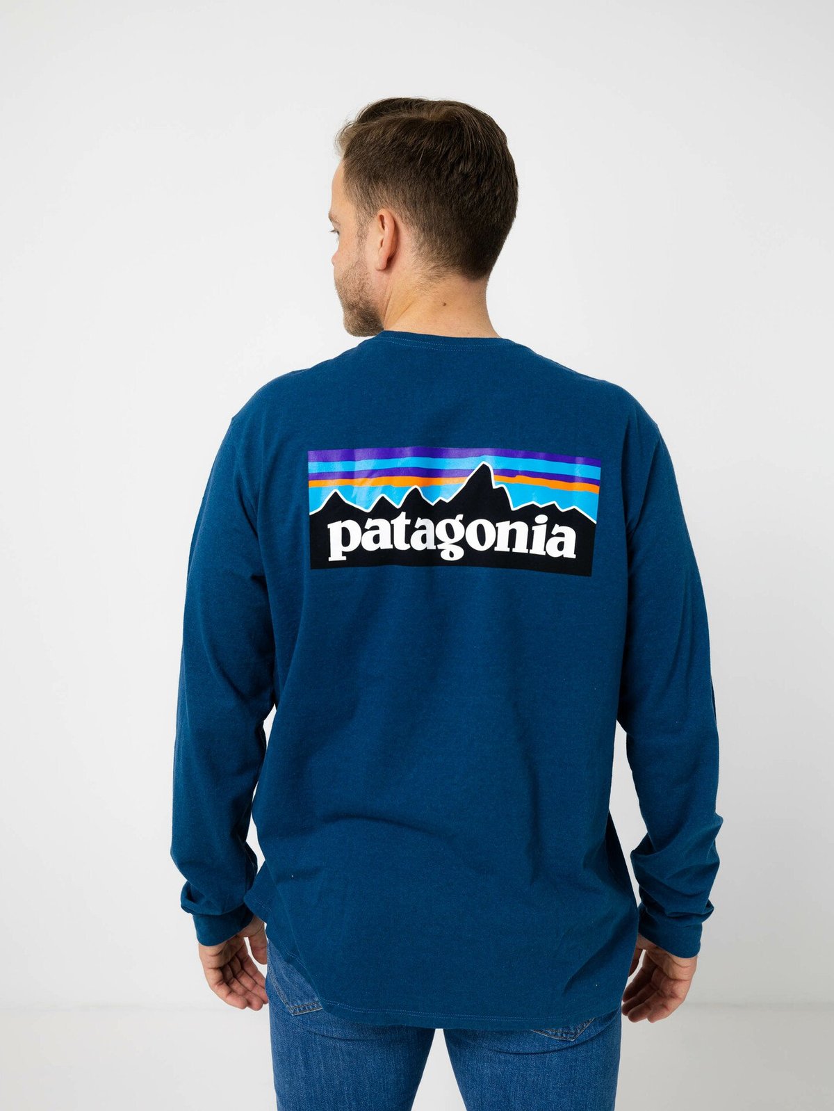 Patagonia Long Sleeve P-6 Logo Responsibili-T Wavy Blue
