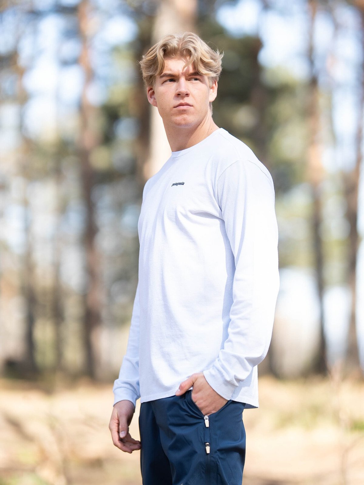 Patagonia Long Sleeve P-6 Logo Responsibili-T White