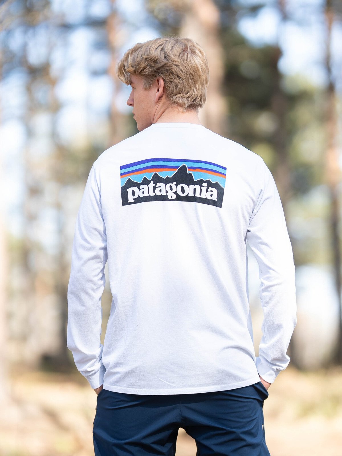 Patagonia Long Sleeve P-6 Logo Responsibili-T White