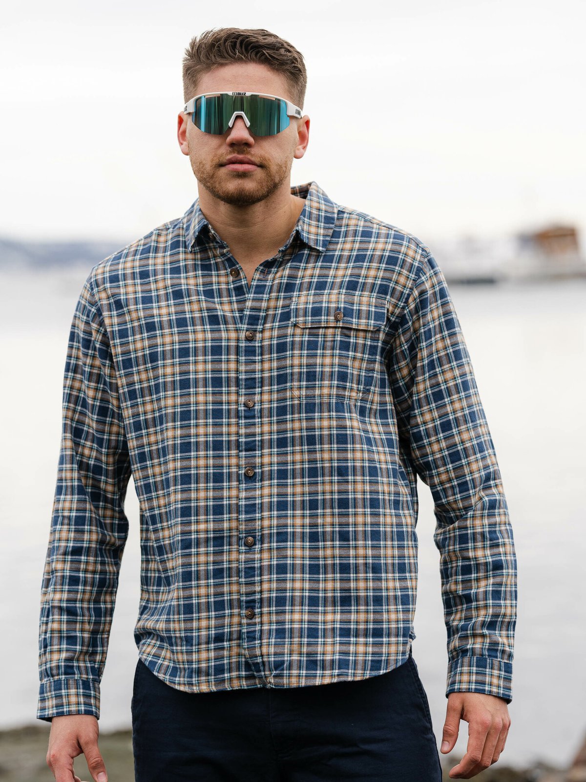 Patagonia M's CC Long Sleeve LW Fjord Flannel Shirt Squared Tidepool Blue