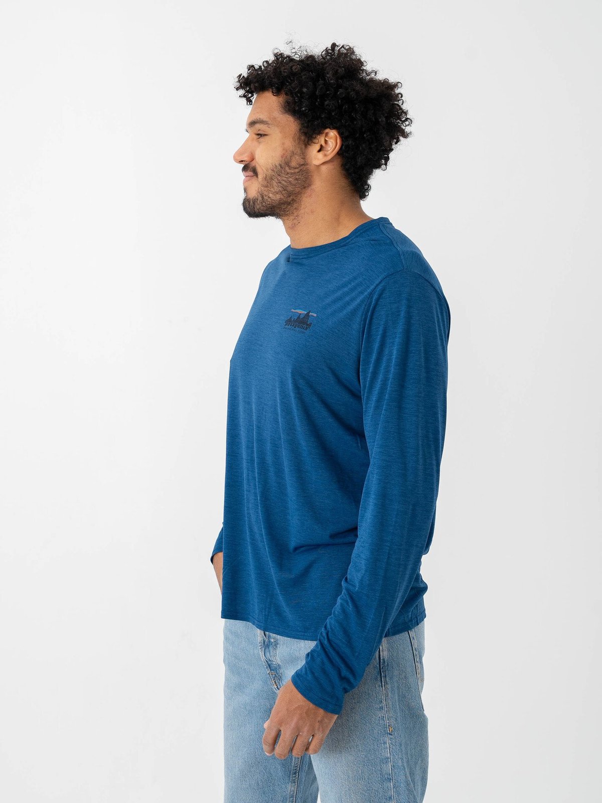 Patagonia Long Sleeve Cap Cool Daily Graphic Shirt '73 Skyline: Clement Blue X-Dye
