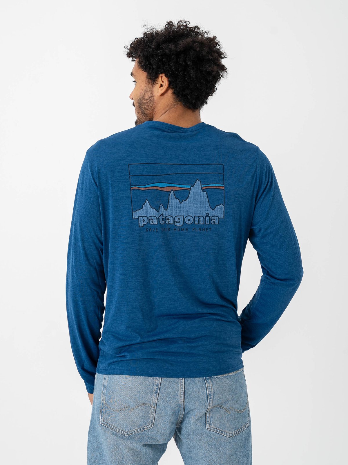 Patagonia Long Sleeve Cap Cool Daily Graphic Shirt '73 Skyline: Clement Blue X-Dye