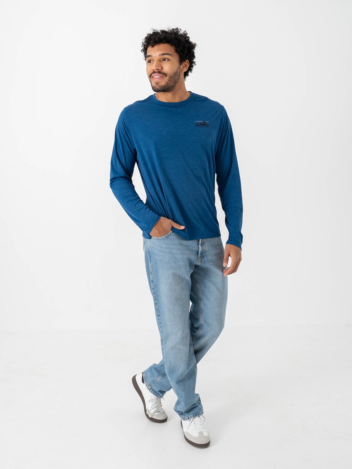 Patagonia Long Sleeve Cap Cool Daily Graphic Shirt '73 Skyline: Clement Blue X-Dye