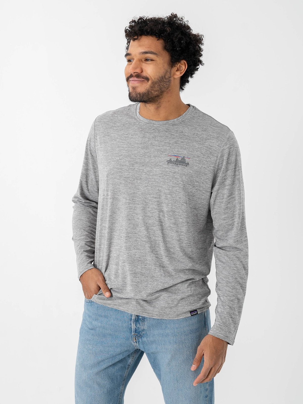Patagonia Long Sleeve Cap Cool Daily Graphic Shirt '73 Skyline: Feather Grey