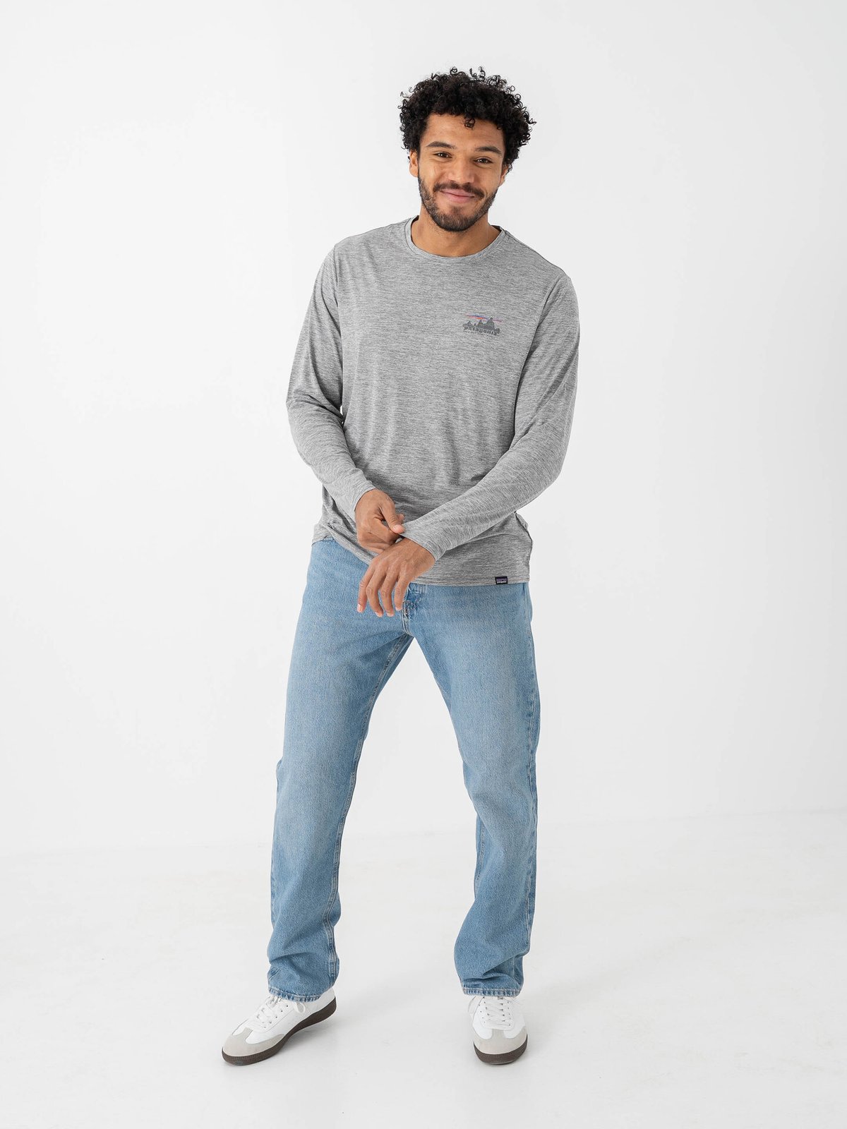 Patagonia Long Sleeve Cap Cool Daily Graphic Shirt '73 Skyline: Feather Grey