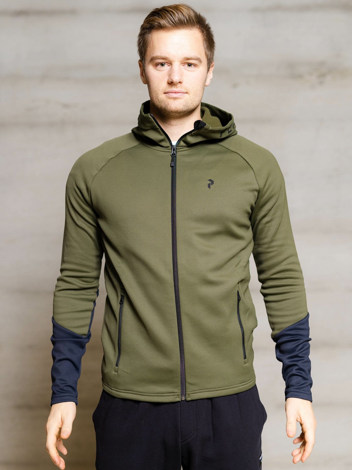 Peak Performance Rider Mid Zip Hood Forest Night / Black