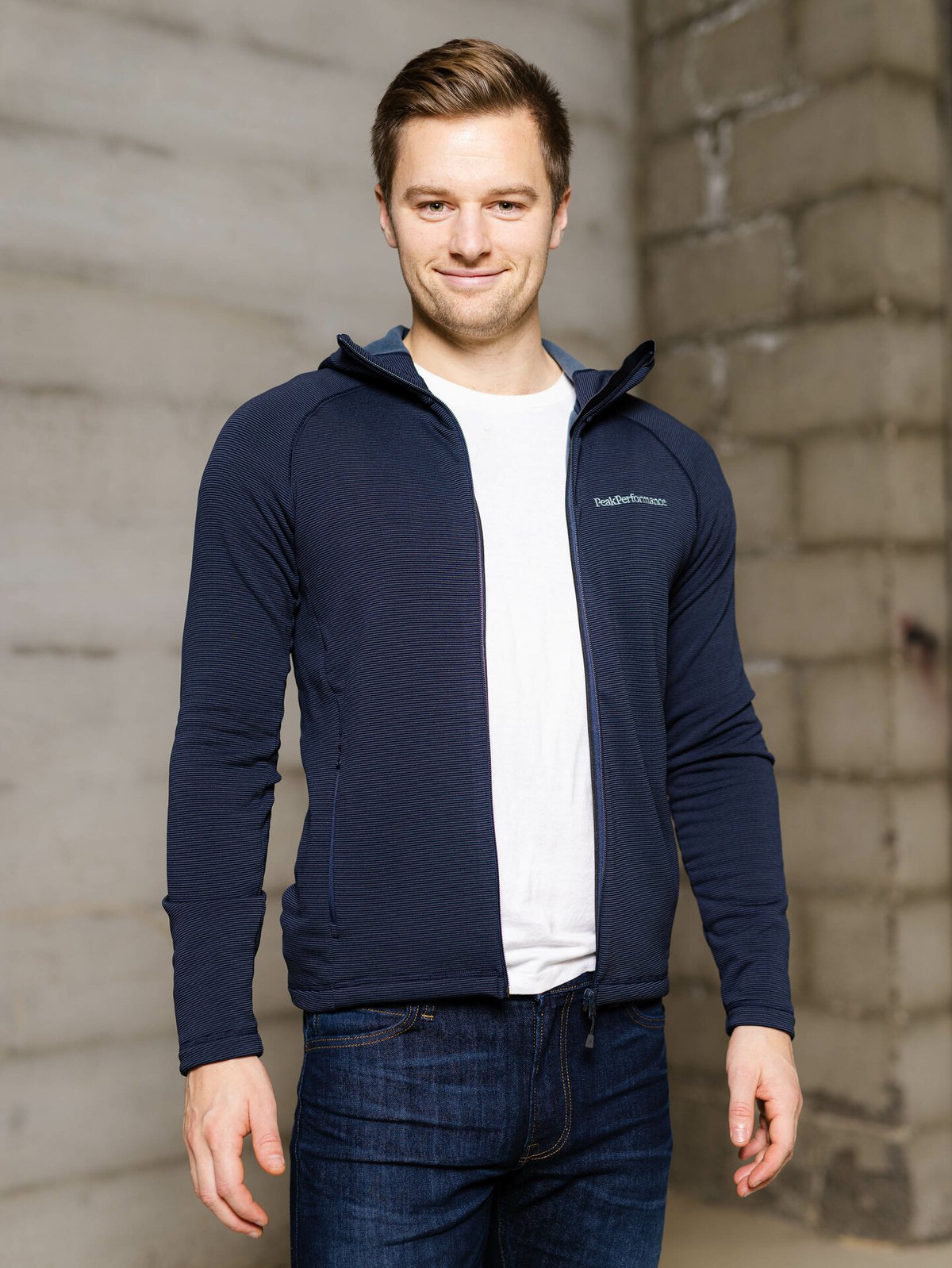 Peak Performance Midlayer Zip Hood Blue Shadow