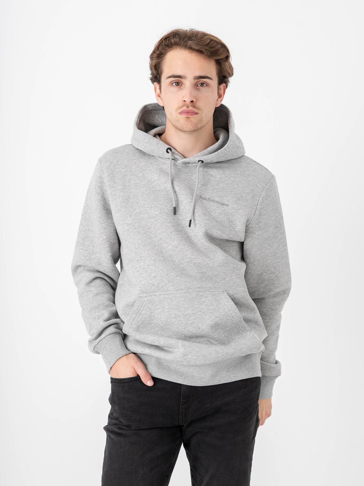 Peak Performance M Original Small Logo Hood MED GREY MELANGE