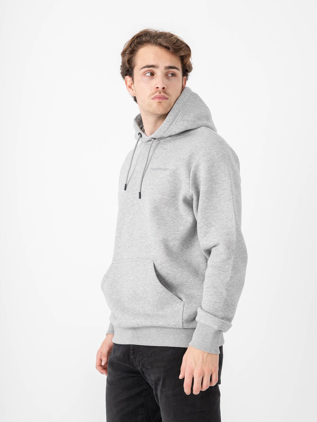 Peak Performance M Original Small Logo Hood MED GREY MELANGE