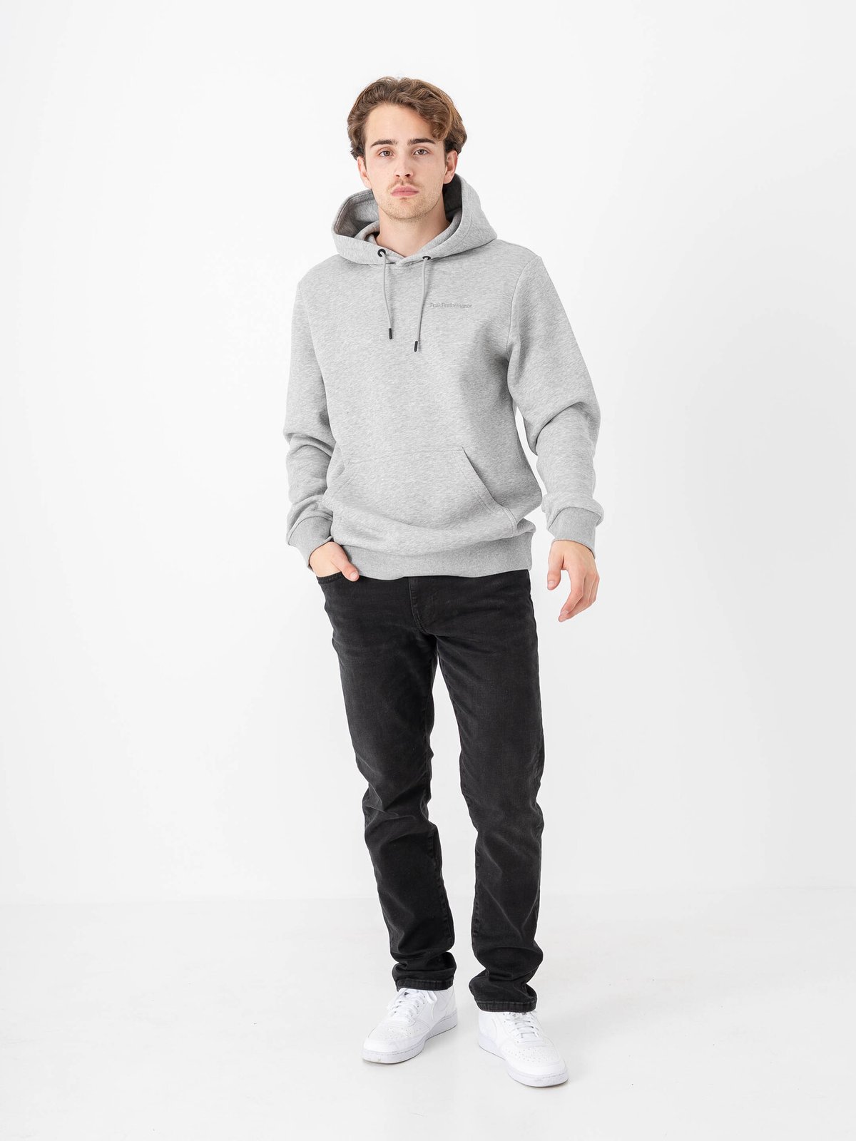 Peak Performance M Original Small Logo Hood MED GREY MELANGE