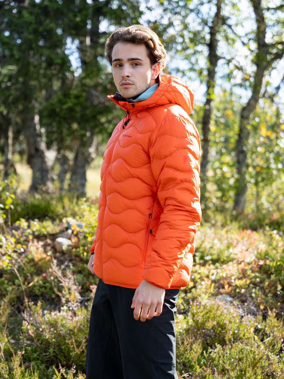 Peak Performance Helium Down Hood Jacket Men Solar Burst