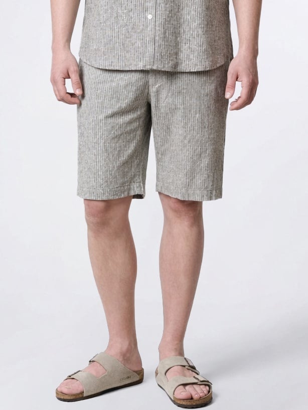 CLEAN CUT COPENHAGEN Barcelona Luca Striped Shorts Army / White