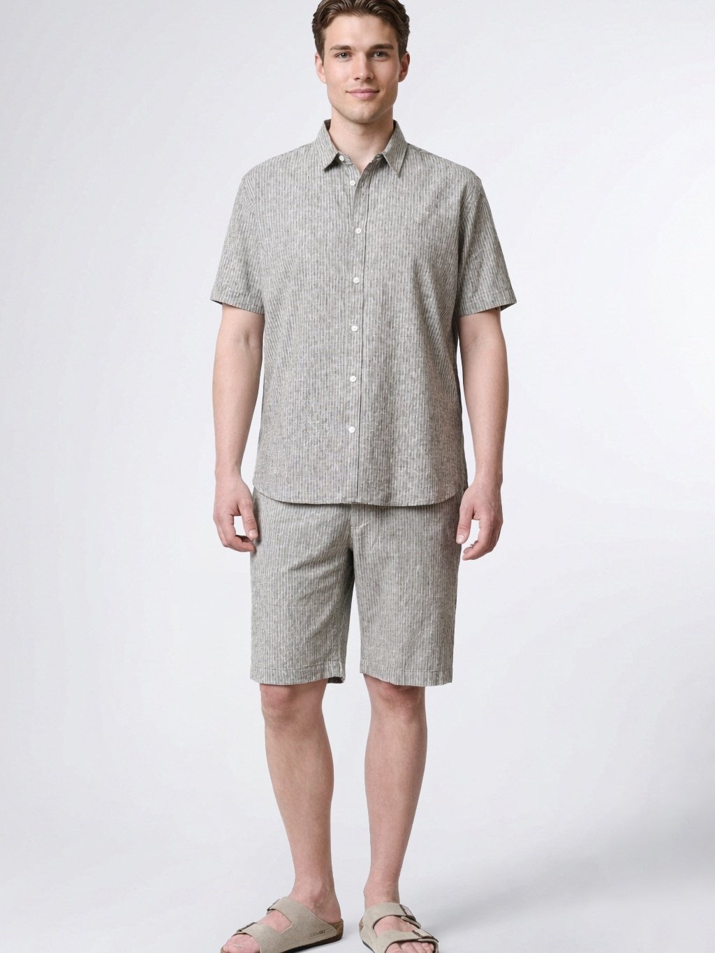CLEAN CUT COPENHAGEN Barcelona Luca Striped Shorts Army / White