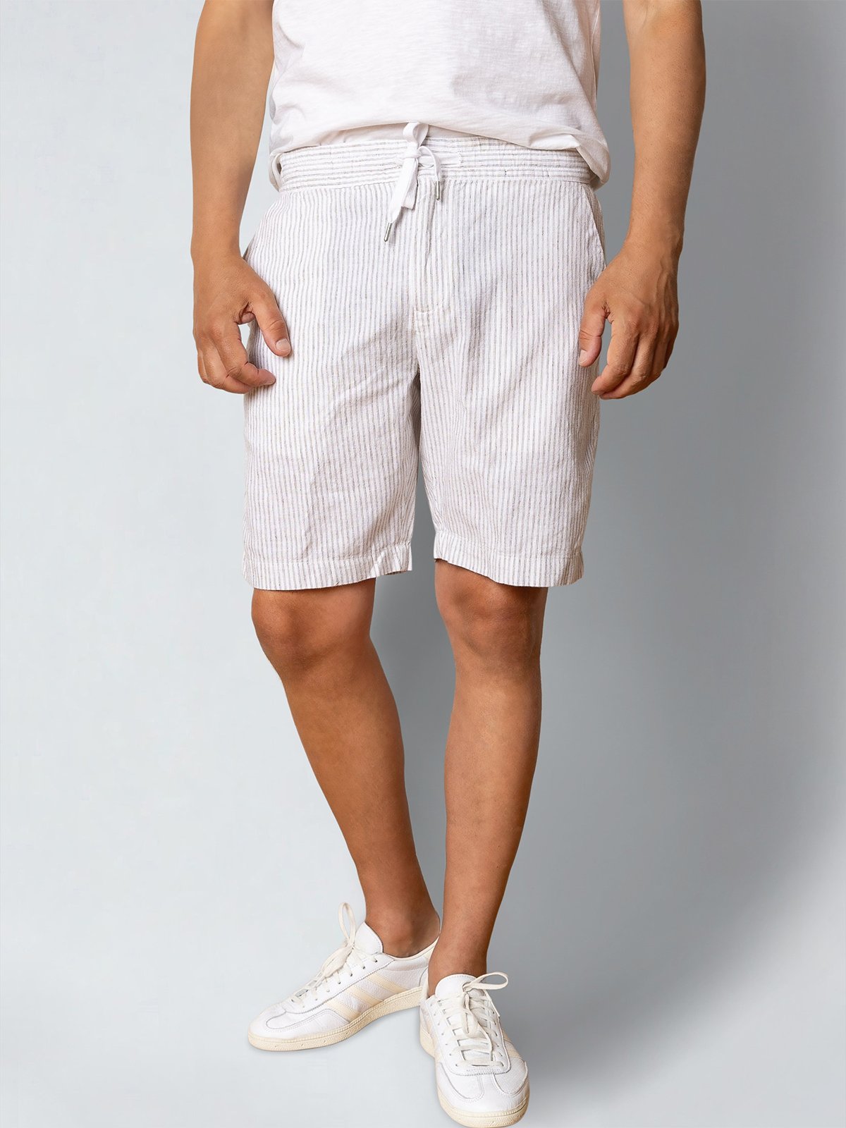 CLEAN CUT COPENHAGEN Barcelona Luca Striped Shorts White / Shitake