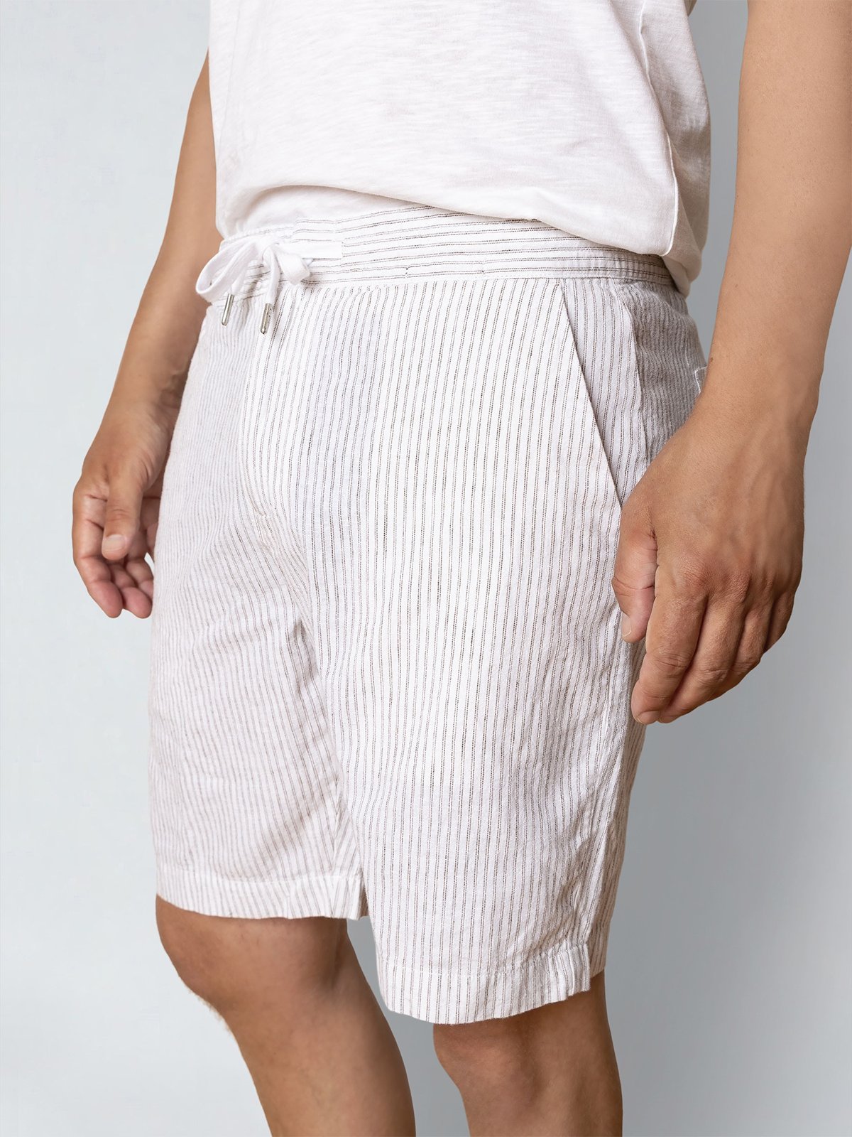 CLEAN CUT COPENHAGEN Barcelona Luca Striped Shorts White / Shitake