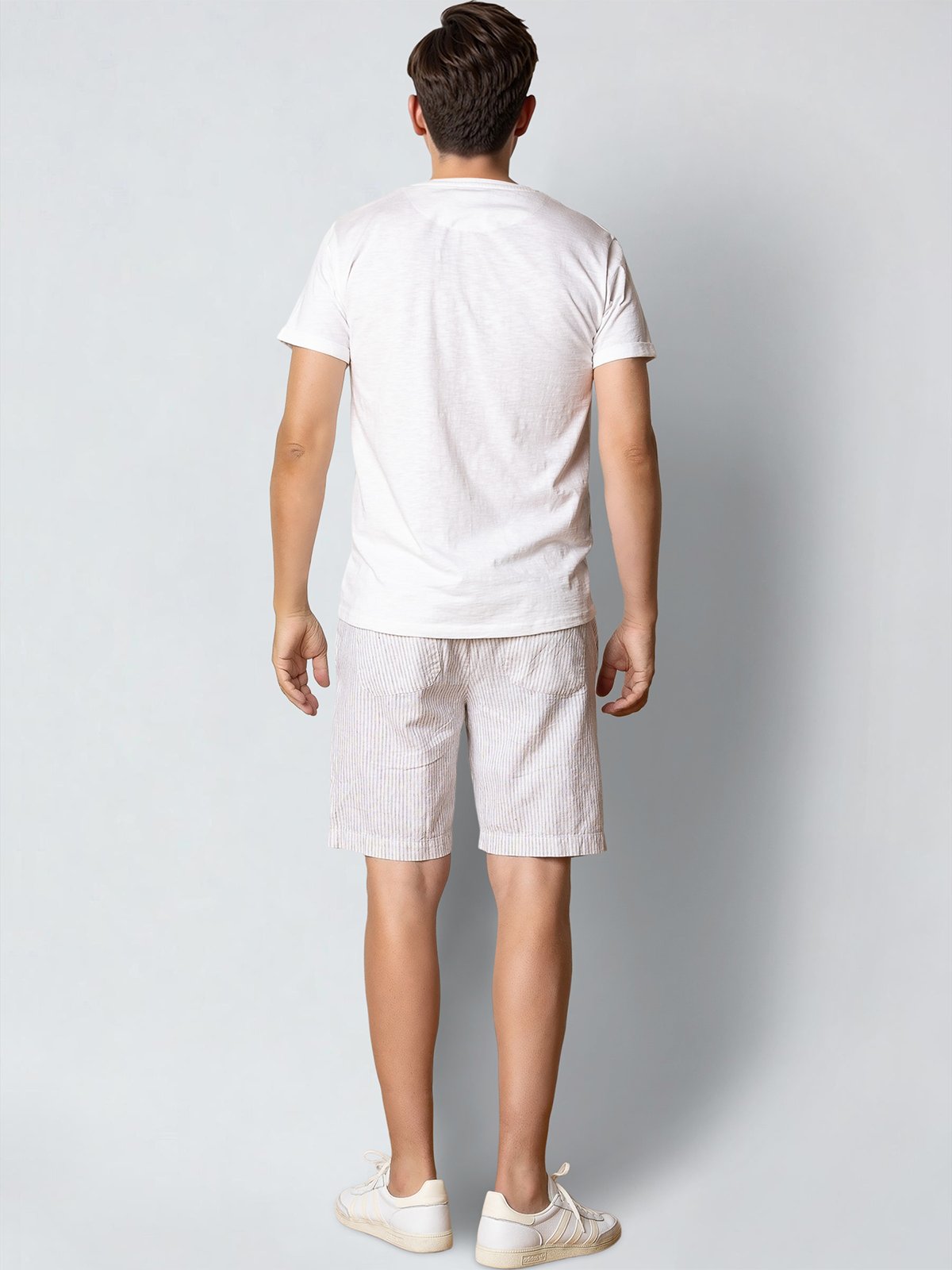 CLEAN CUT COPENHAGEN Barcelona Luca Striped Shorts White / Shitake