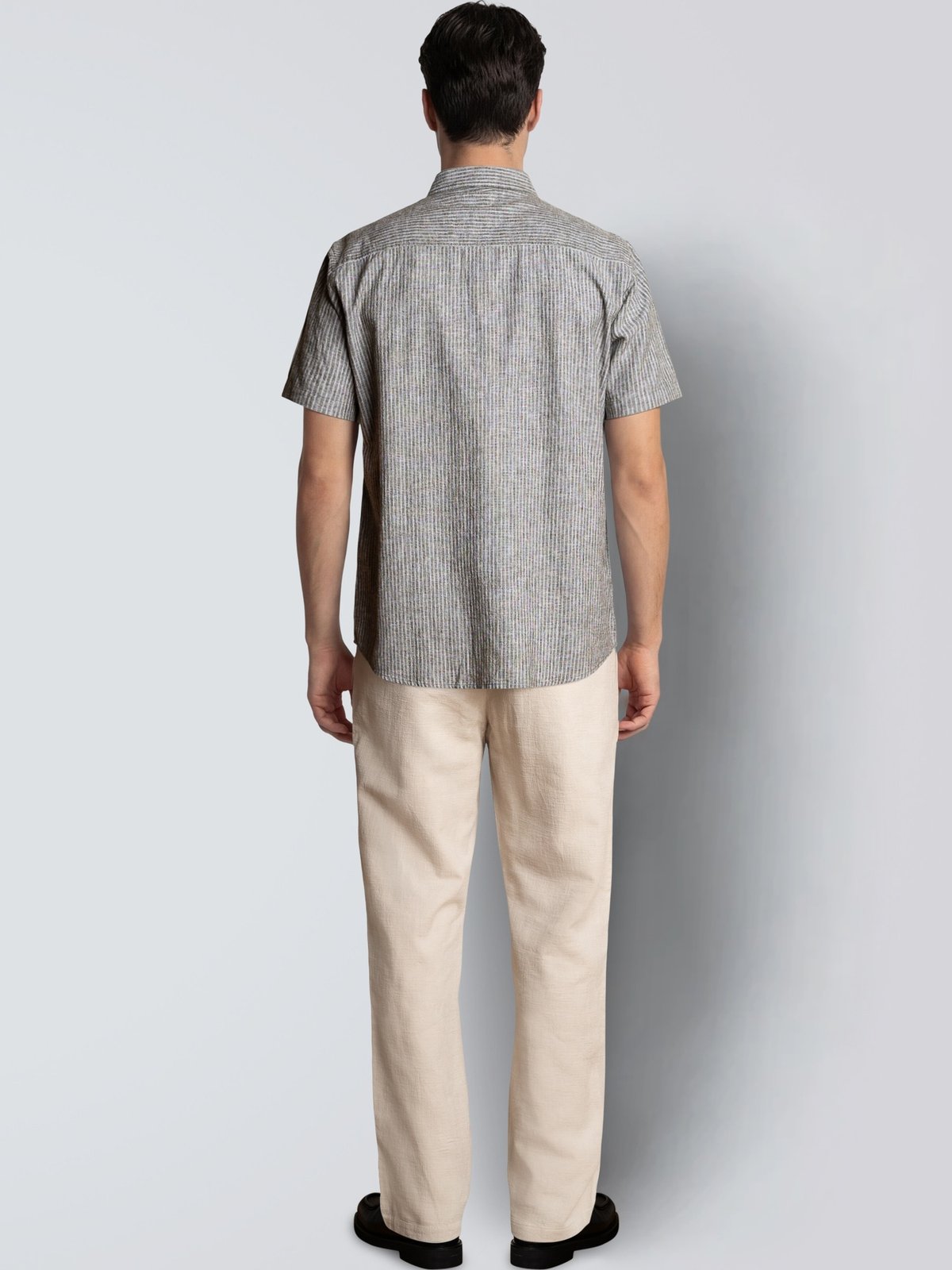 CLEAN CUT COPENHAGEN Luca Striped Short Sleeve Shirt Army / White