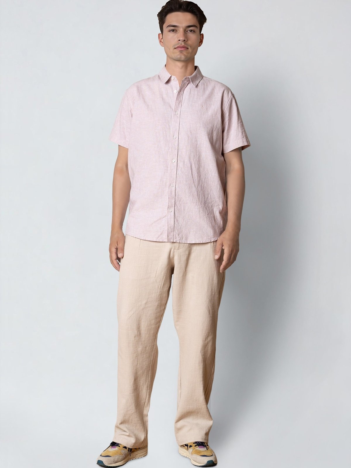 CLEAN CUT COPENHAGEN Luca Striped Short Sleeve Shirt Violet Ice / White