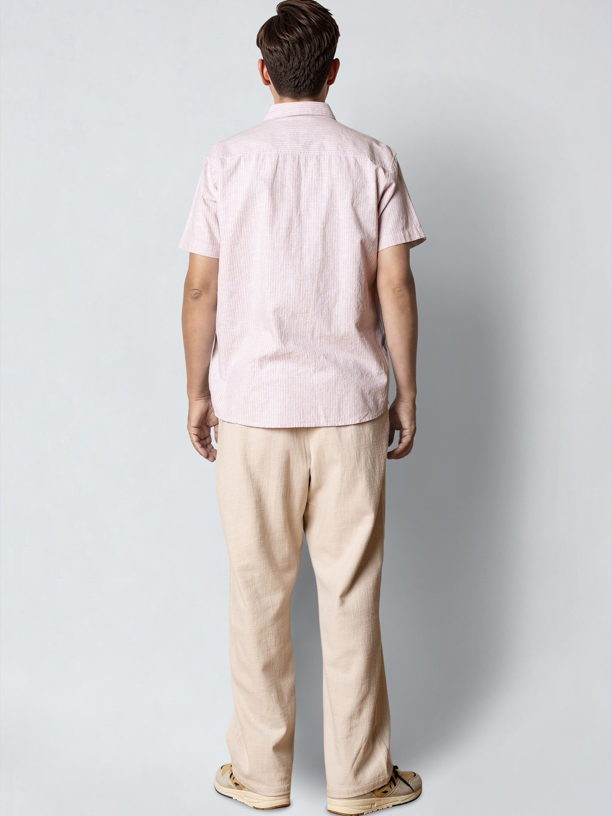 CLEAN CUT COPENHAGEN Luca Striped Short Sleeve Shirt Violet Ice / White