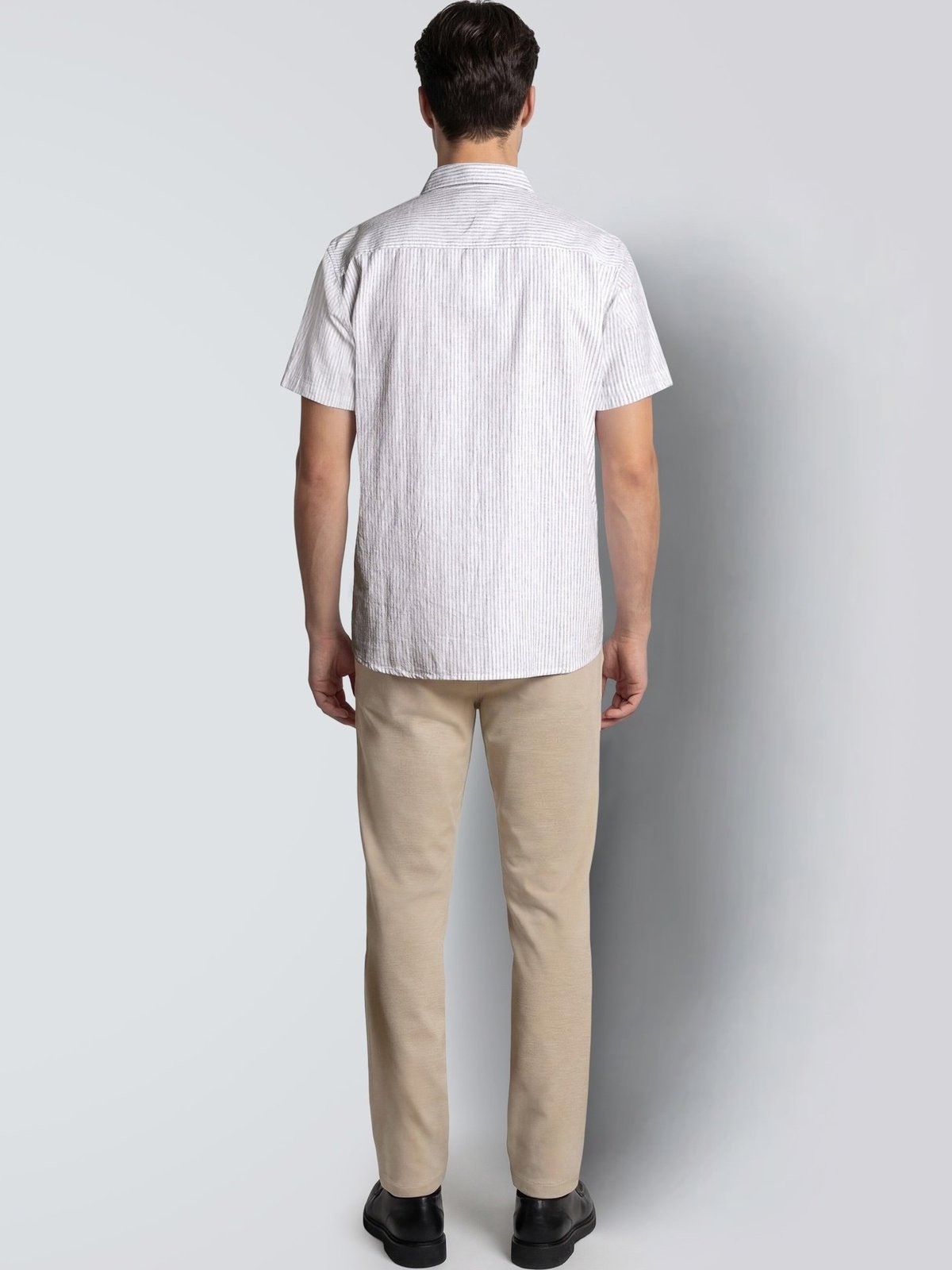 CLEAN CUT COPENHAGEN Luca Striped Short Sleeve Shirt White / Shitake