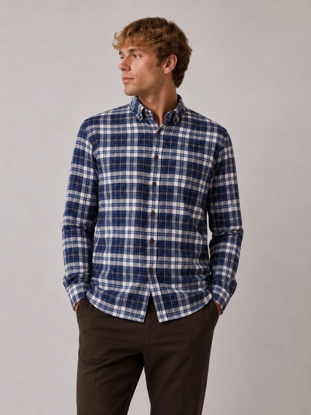 Clean Cut Copenhagen Checked Flannel Shirt Navy/dusty blue