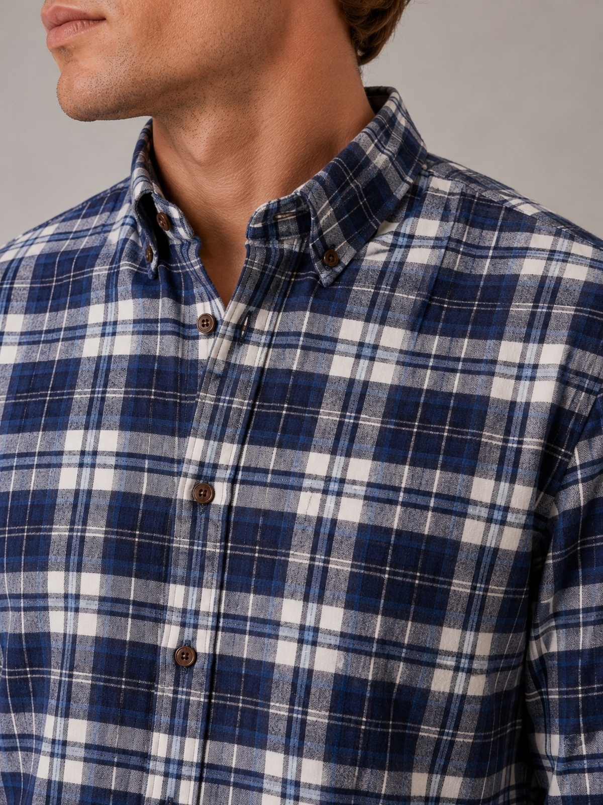 Clean Cut Copenhagen Checked Flannel Shirt Navy/dusty blue