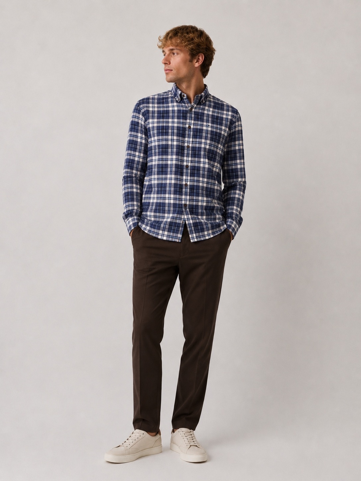 Clean Cut Copenhagen Checked Flannel Shirt Navy/dusty blue