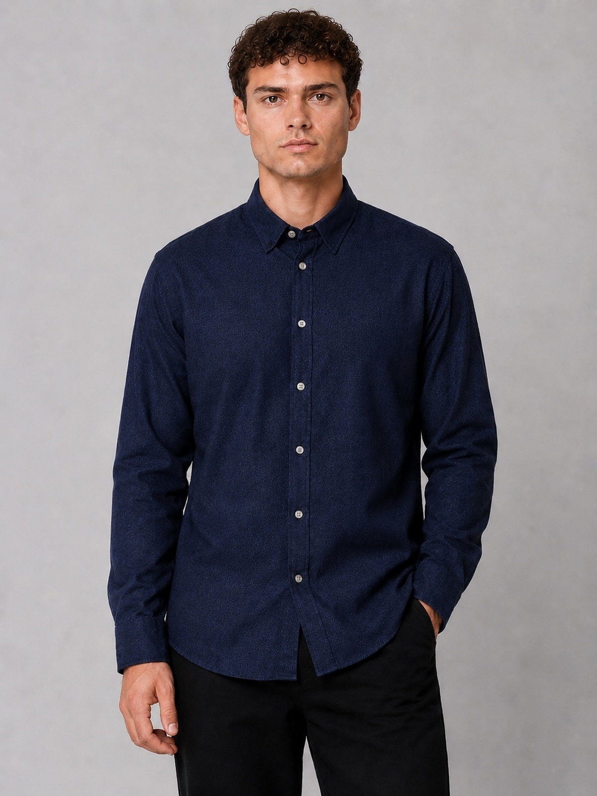 Clean Cut Copenhagen Flannel Shirt Navy melange