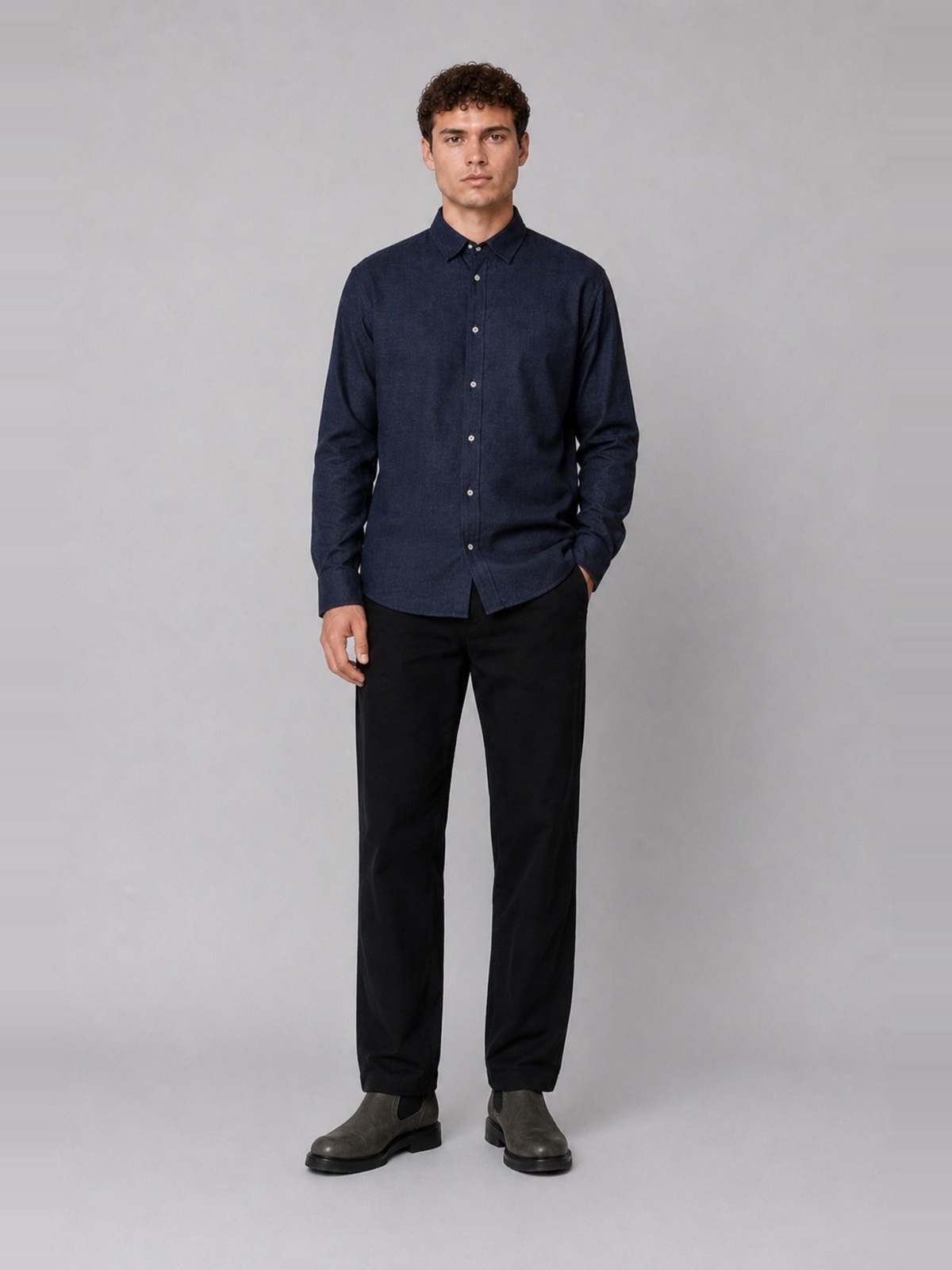 Clean Cut Copenhagen Flannel Shirt Navy melange