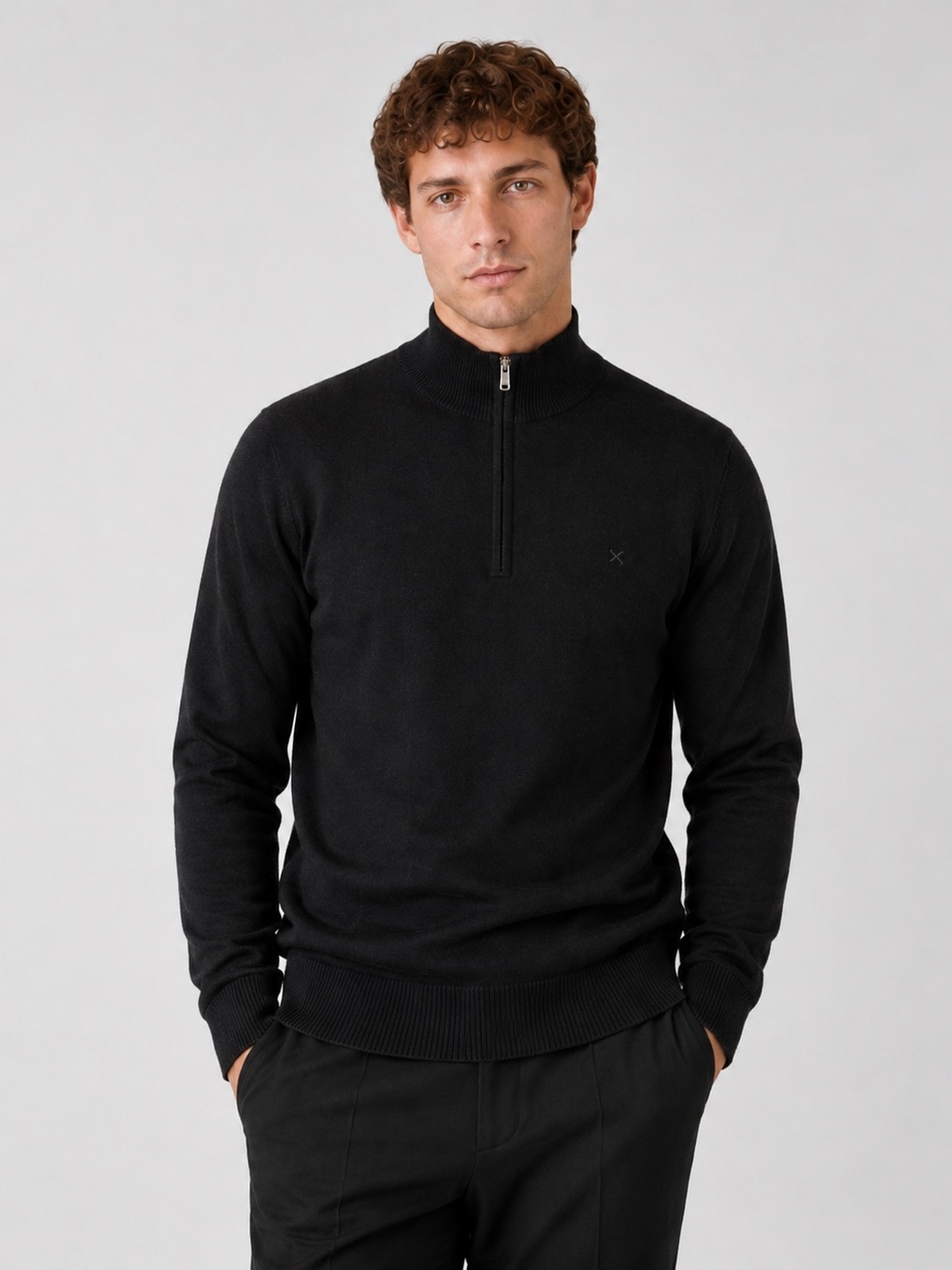 Clean Cut Copenhagen Merino Half-Zip Knit Black