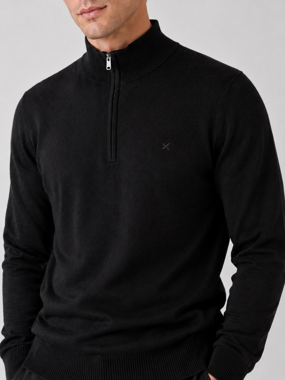 Clean Cut Copenhagen Merino Half-Zip Knit Black