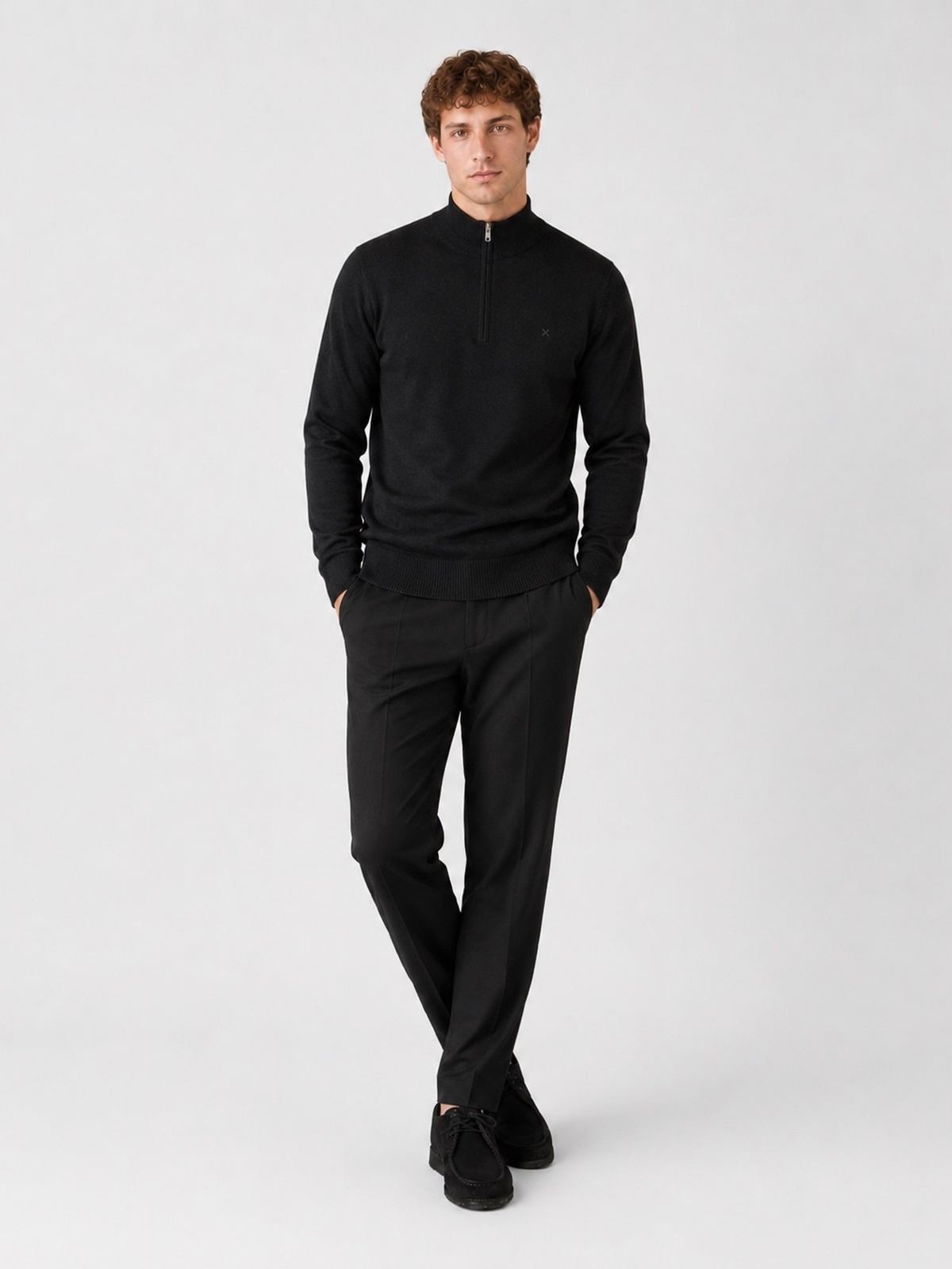 Clean Cut Copenhagen Merino Half-Zip Knit Black