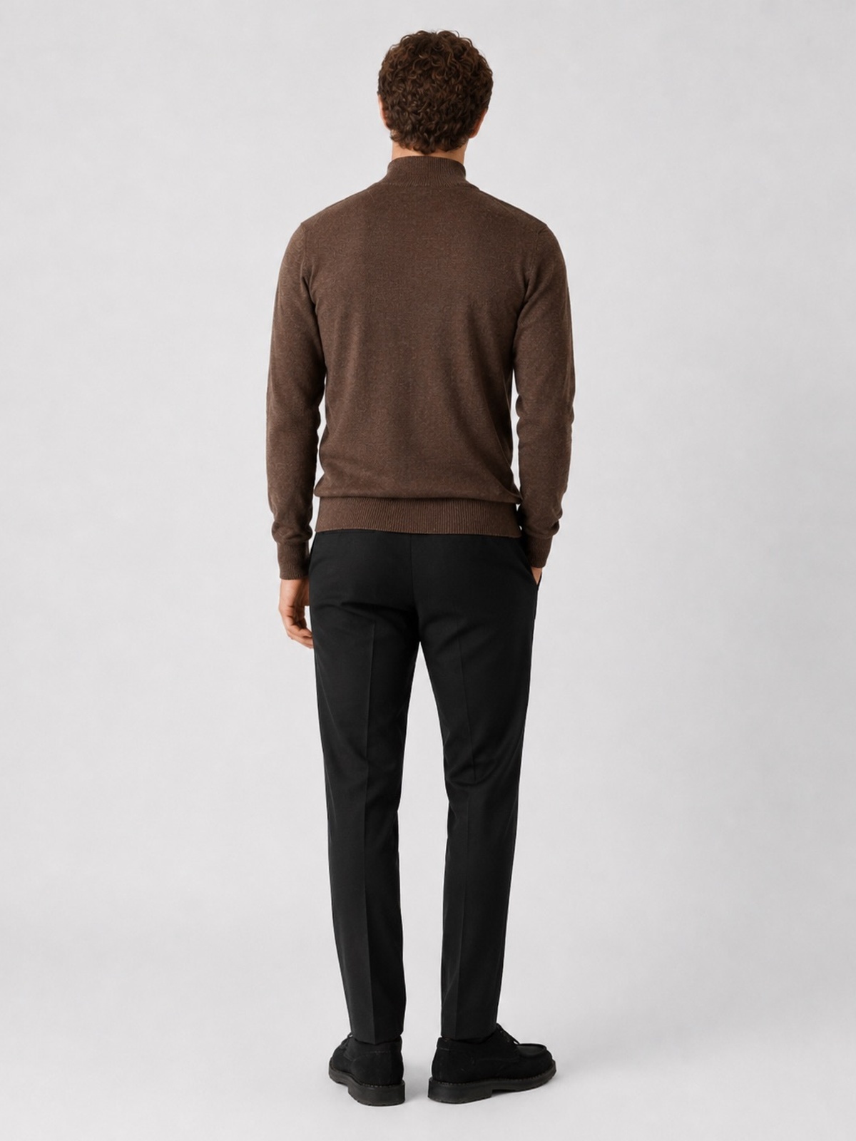 Clean Cut Copenhagen Merino Half-Zip Knit Brown melange
