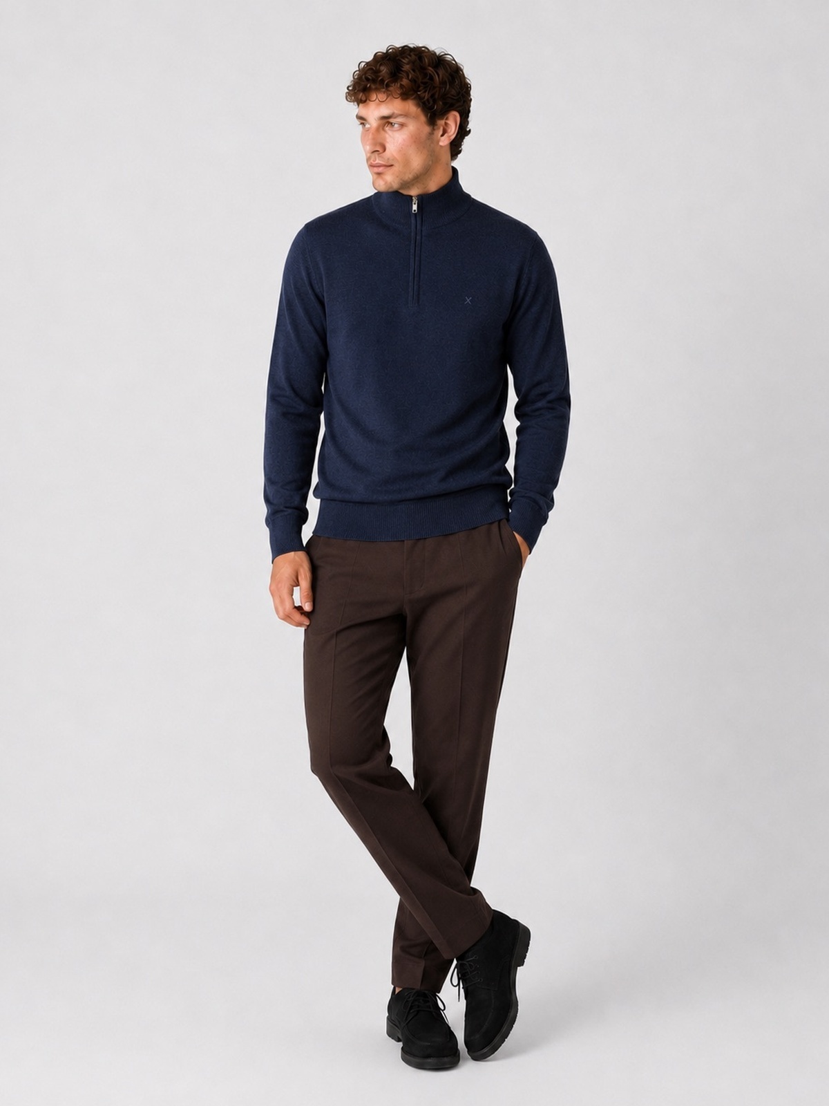 Clean Cut Copenhagen Merino Half-Zip Knit Navy