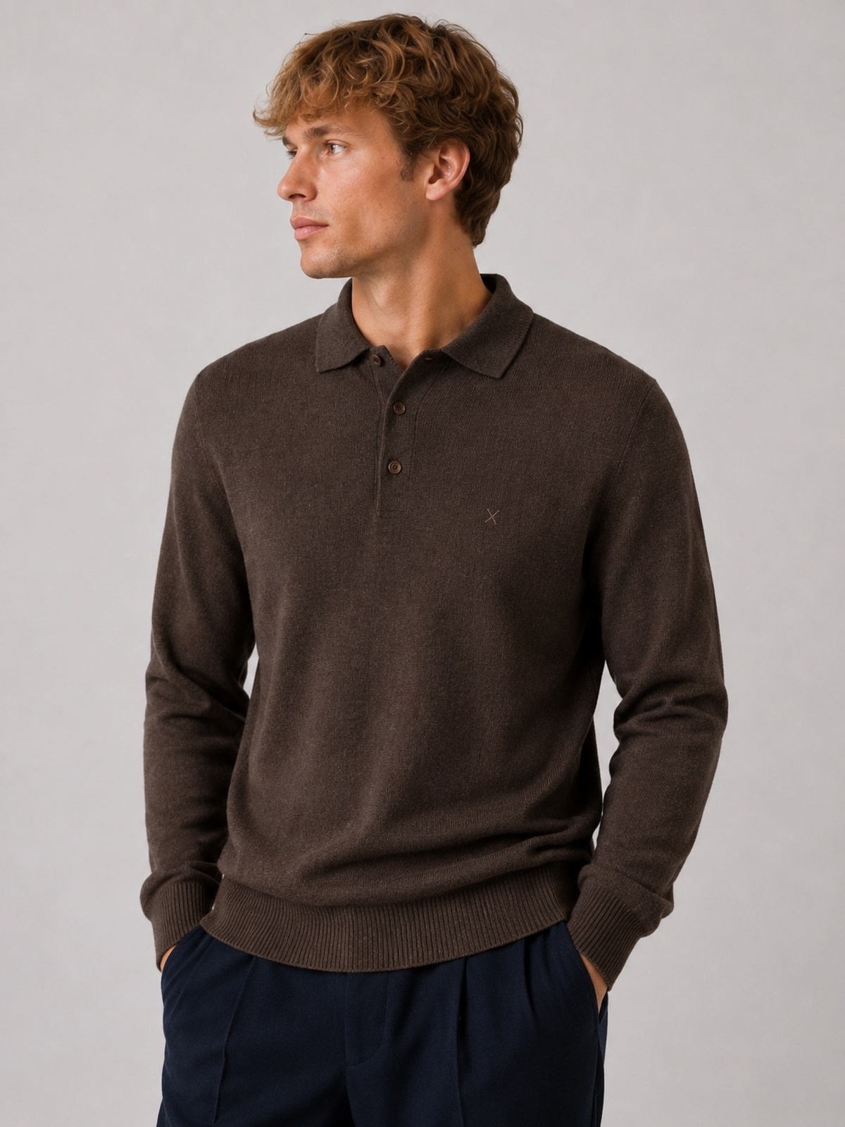 Clean Cut Copenhagen Merino Polo Knit Brown melange