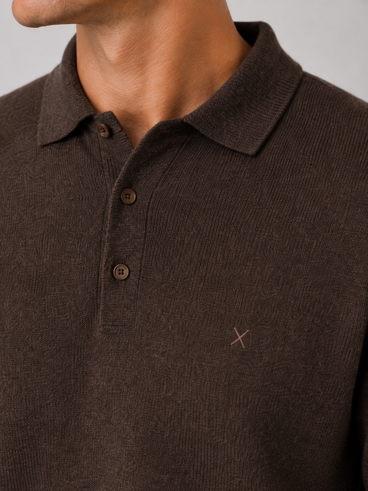 Clean Cut Copenhagen Merino Polo Knit Brown melange