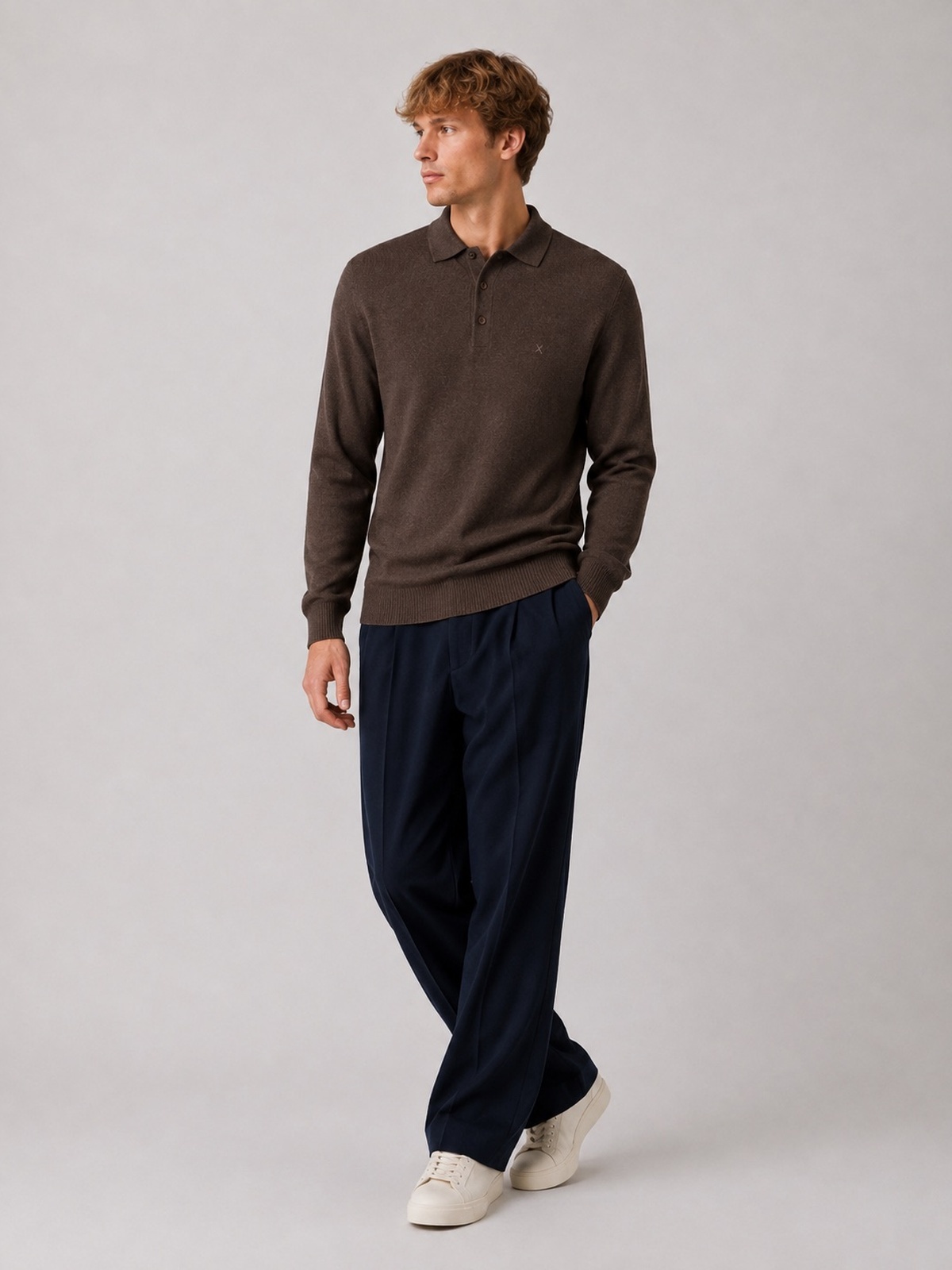 Clean Cut Copenhagen Merino Polo Knit Brown melange