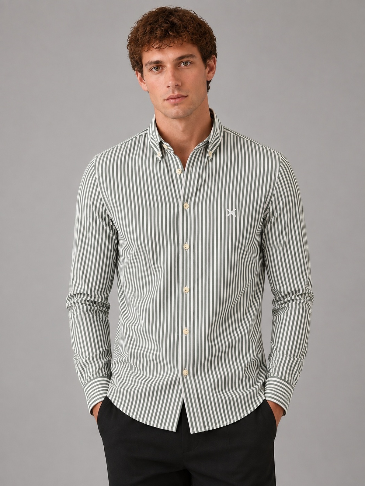 Clean Cut Copenhagen Oxford Big Striped Shirt Green