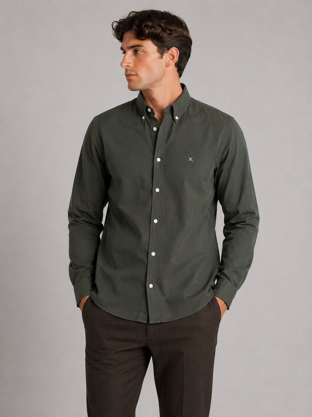 Clean Cut Copenhagen Oxford Shirt Dark forest
