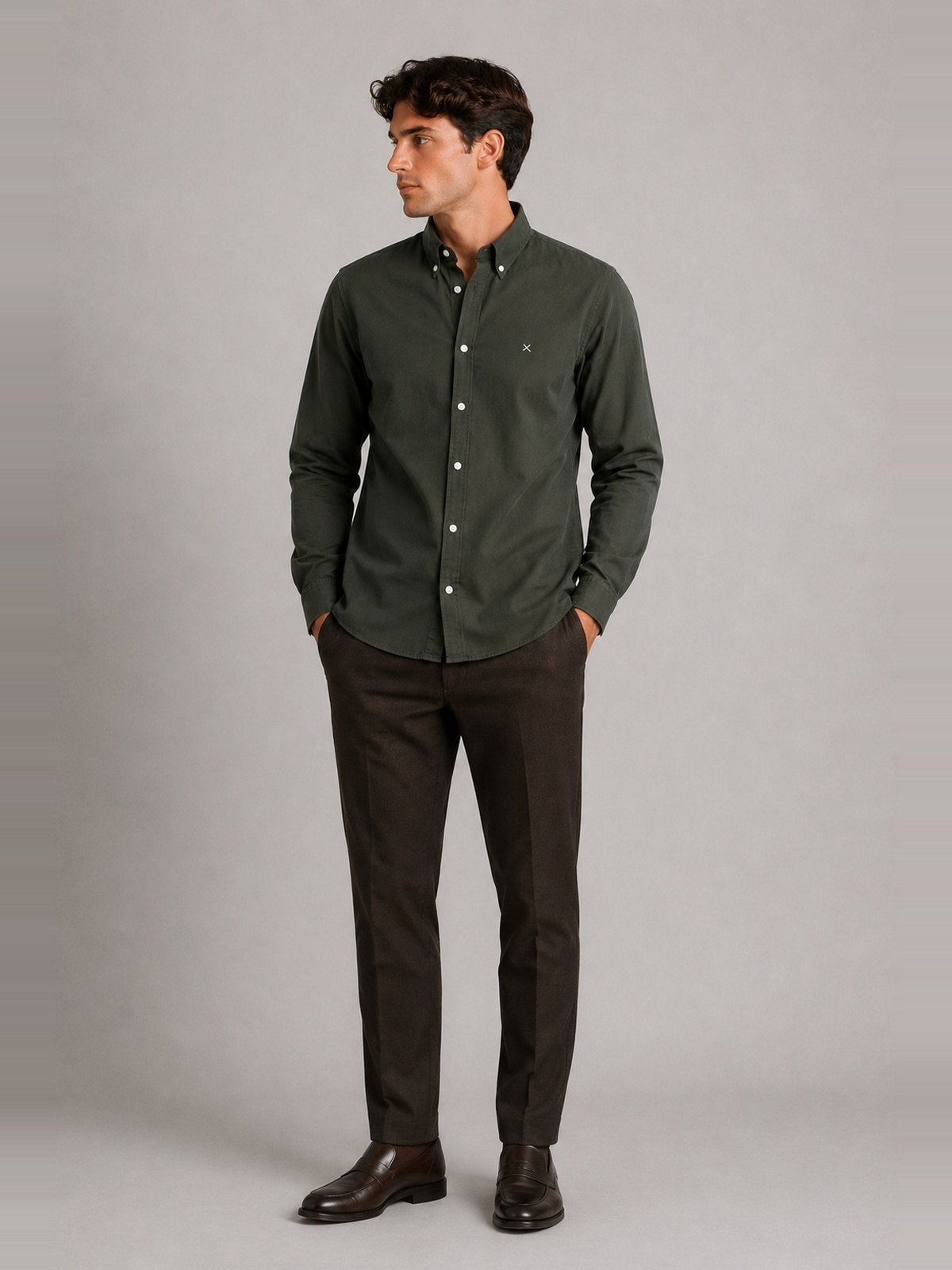 Clean Cut Copenhagen Oxford Shirt Dark forest
