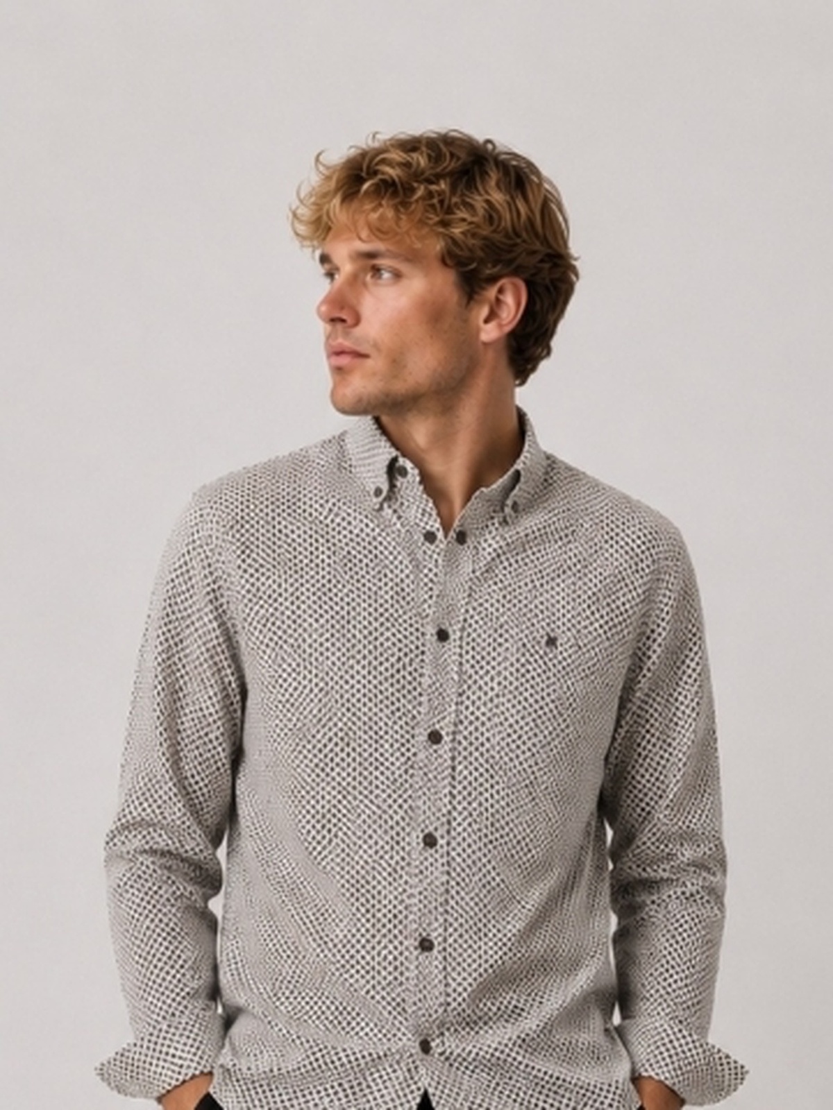Clean Cut Copenhagen AOP Flannel Shirt Ecru/brown