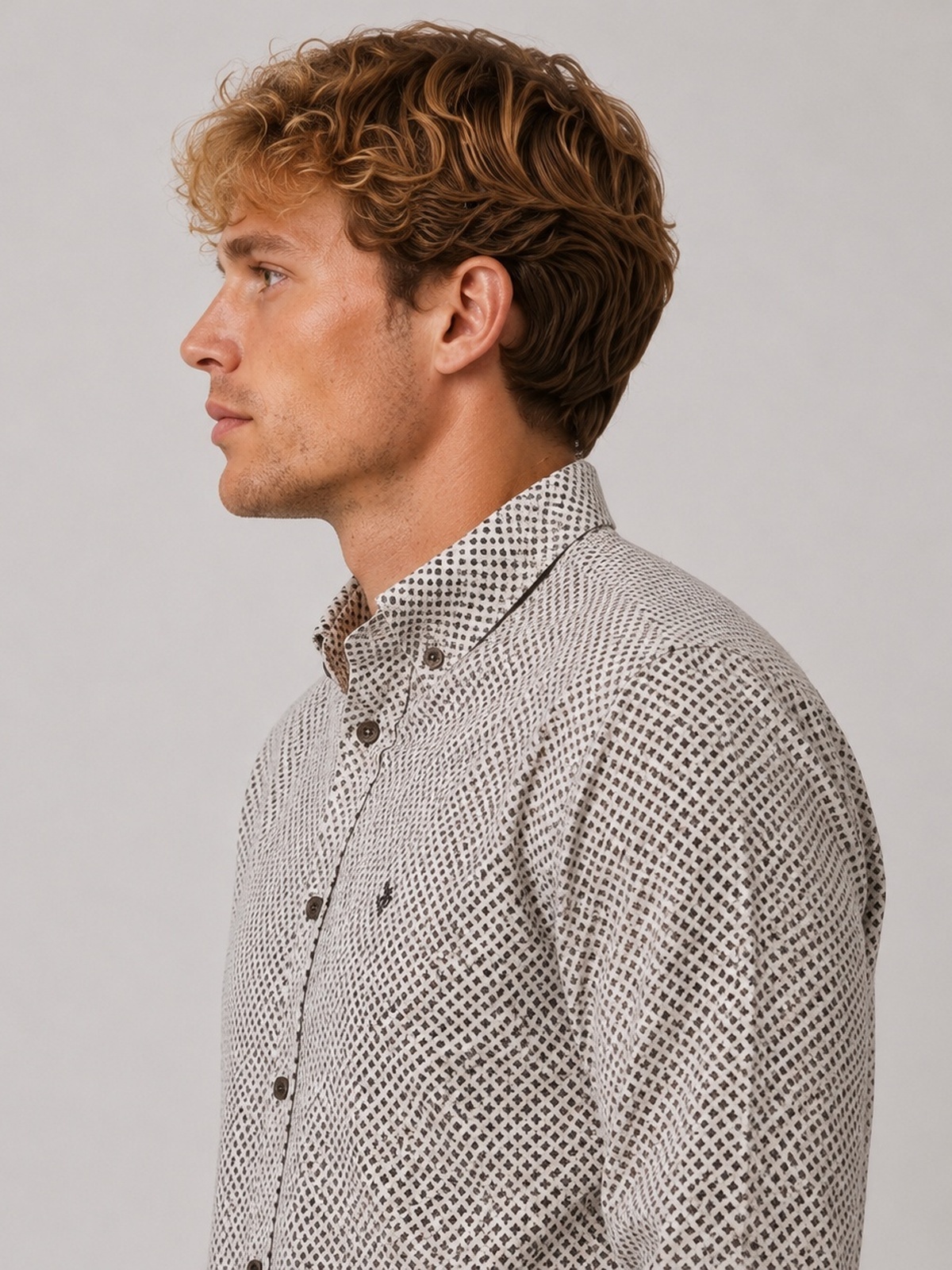 Clean Cut Copenhagen AOP Flannel Shirt Ecru/brown