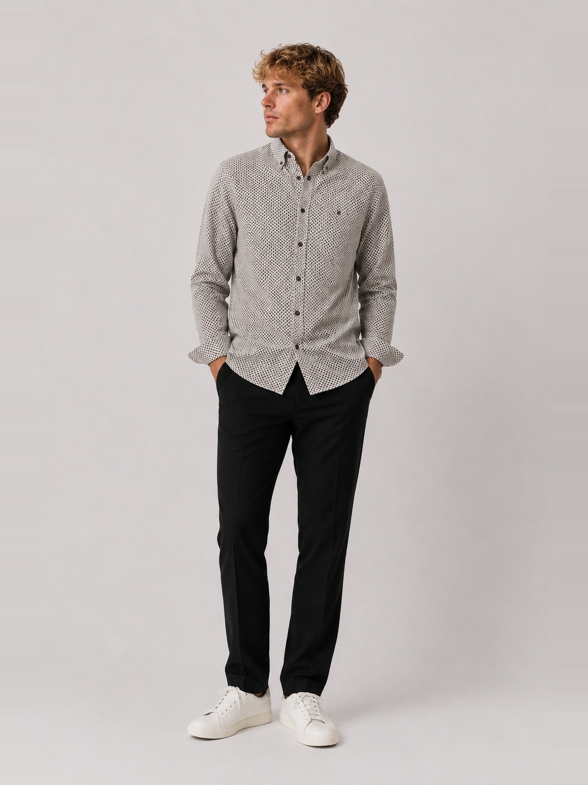 Clean Cut Copenhagen AOP Flannel Shirt Ecru/brown