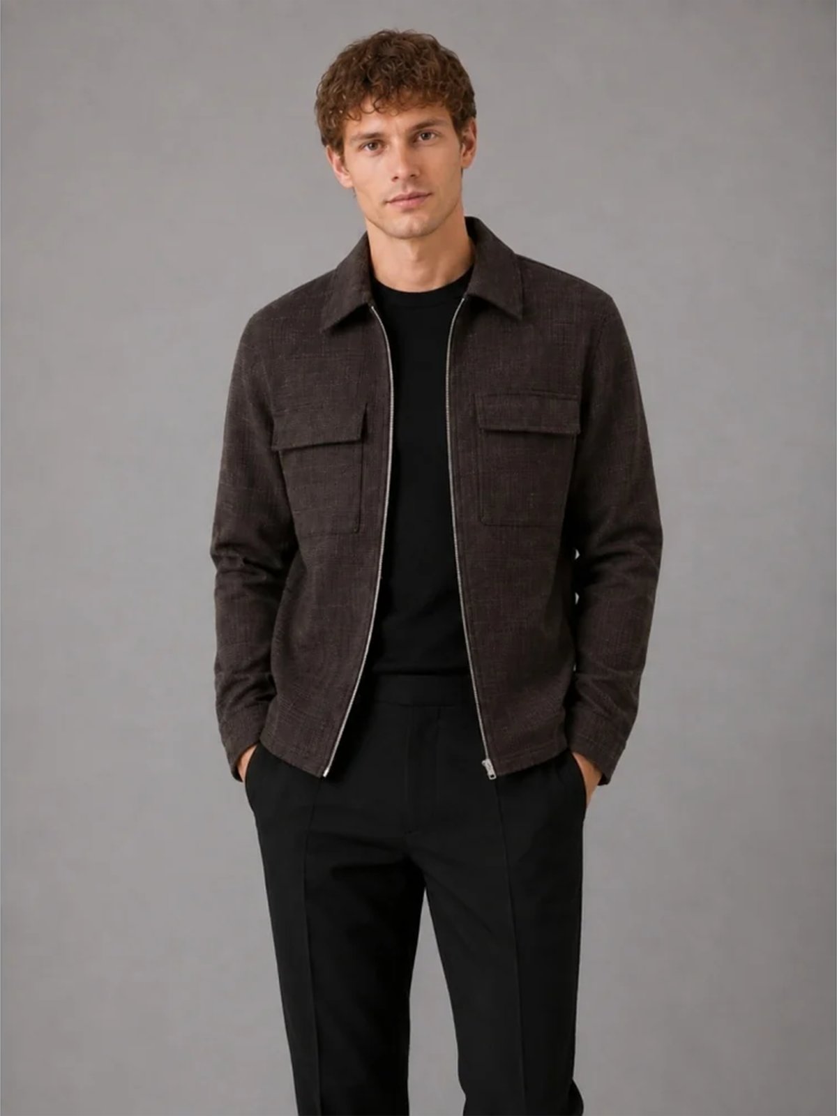 Clean Cut Copenhagen Sigurd Structured Jacket Dark Brown