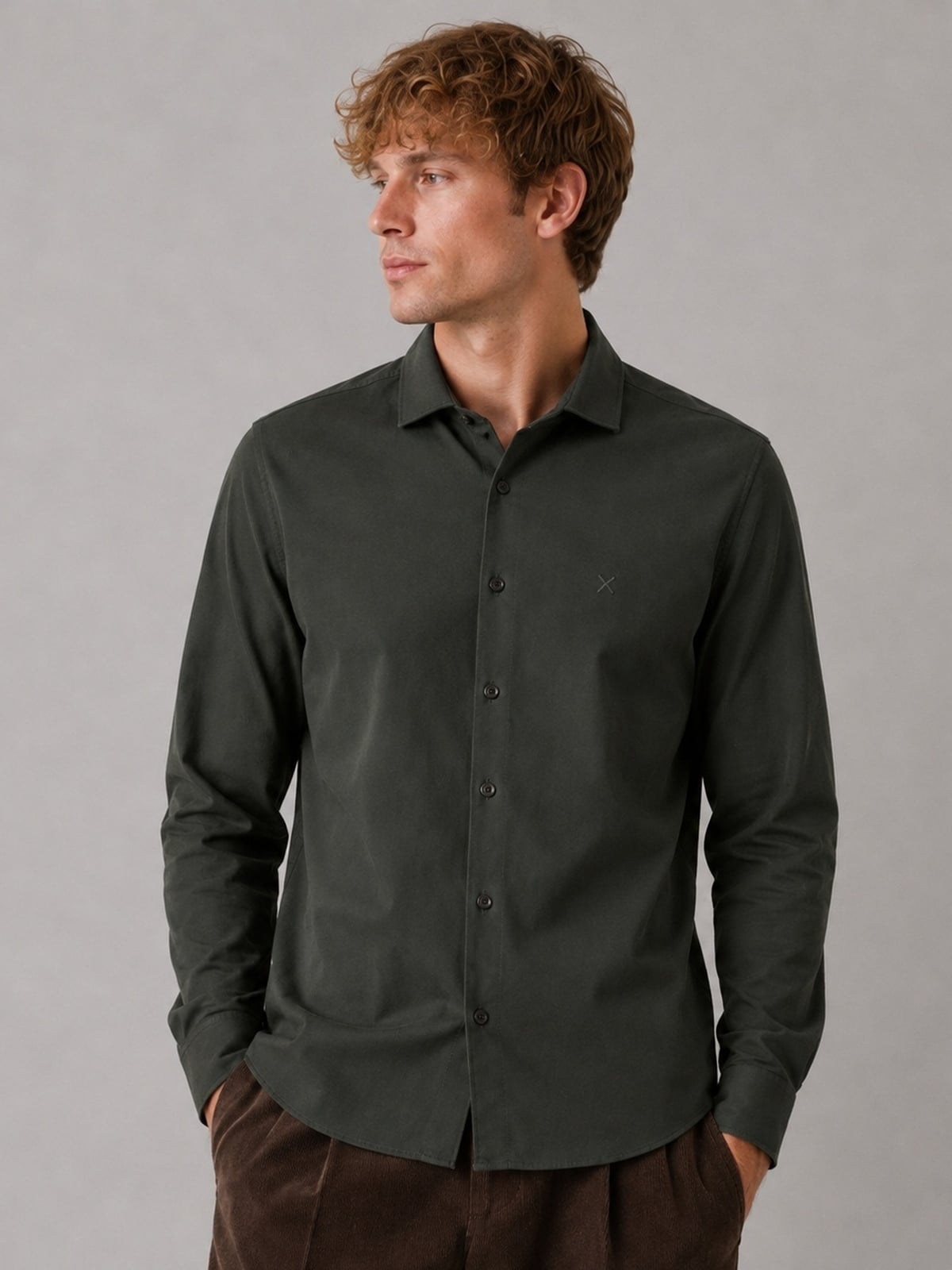 Clean Cut Copenhagen Emil Stretch Shirt Dark forest